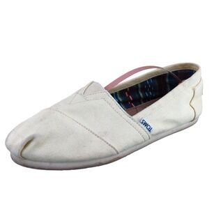 Toms Women‎ Sz 8.5 M Yellow Flat Fabric Shoes